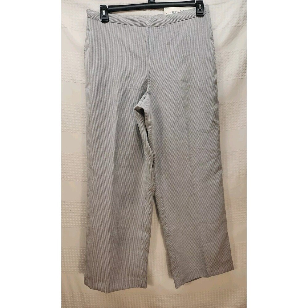 Alfred Dunner Pull On Cropped Corduroy Pants Women 14 Petite Gray High Rise